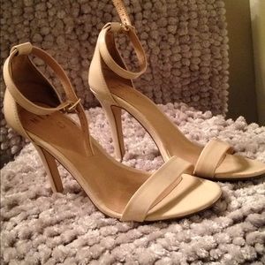 Nude ankle strap heels